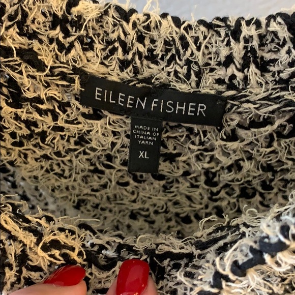 Eileen Fisher Black and Tan Open Weave Top - Picture 3 of 4